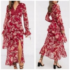 ASOS Red Floral Maxi Dress